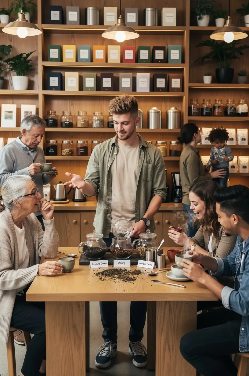 Švelni arbatos garų aura kyla virš porcelianinio puodelio, simbolizuojanti ramybę ir gerą savijautą.